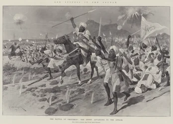 Vores succes i Soudan, slaget ved Omdurman, fjenden, der rykker frem til angrebet